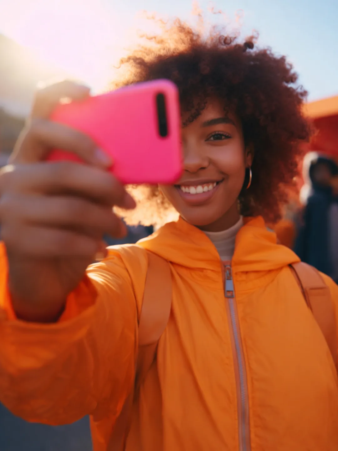 Micro influencer taking a beach selfie for lifestyle brand content